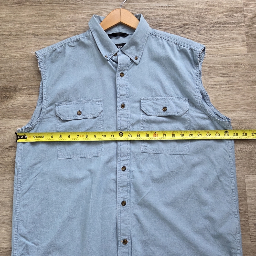 Carhartt  Sleeveless Button-Down Men's Shirt - Light Blue. - Picture 4 of 7